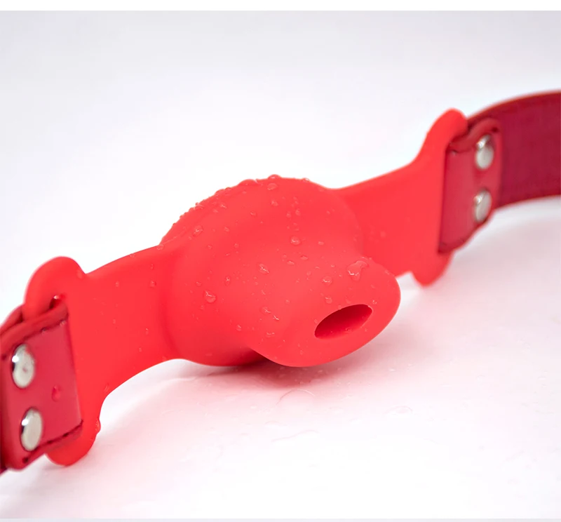 Gag Silicone Mouth Extender Ball Oral Fixation Erotic Toys PU Harness Strap Belt Bdsm Bondage Costume Face_voghion.com
