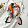 Cartoon Cat Square Imitation Silk Scarf Spring and Summer Head Wrap For Women Multifunction  Neckerchief 4