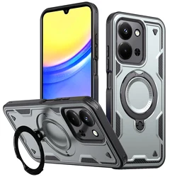 Enhanced Armor Shockproof Case with 360° Rotating Magnetic Stand for Redmi 15C 173.2mm (Gray)