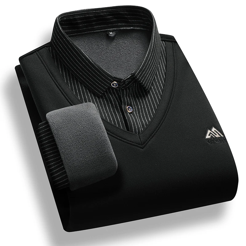 بلوفرات شتوية كلاسيكية للرجال سترات برقبة بولو موض...