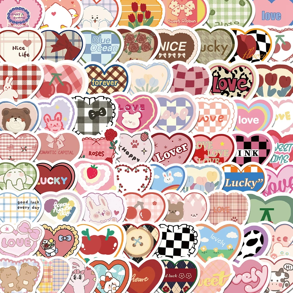 10/30/50/100pcs Cute Cartoon Holographic Laser Valentine's Day Love Stickers  Laptop Phone Diary Scrapbook Sticker Gift For Lover