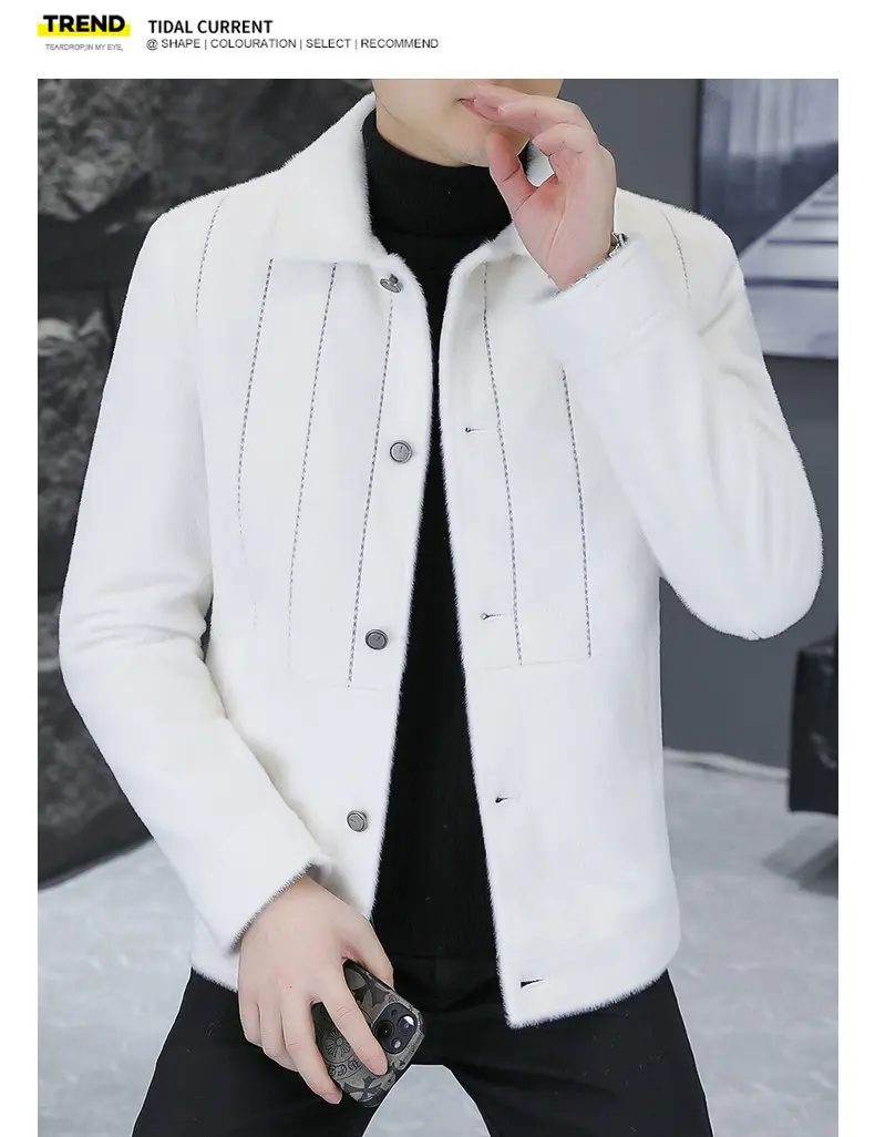 Mode Kurze Stil Fleece Liner Woolen Mäntel 2025, Winter männer Casual Plüsch Jacke Jugend Streetwear Slim Fit Top Parka kleidung – Detail 1