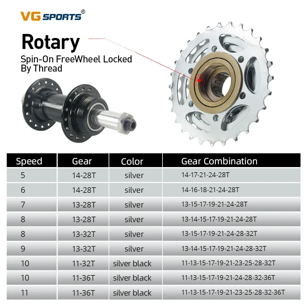 Bike Freewheel Sprocket VG Sports 5/6/7/8/9/10/11 Speed Thread Type bicycle sprocket gear bike freewheel bike sprocket bicycle parts