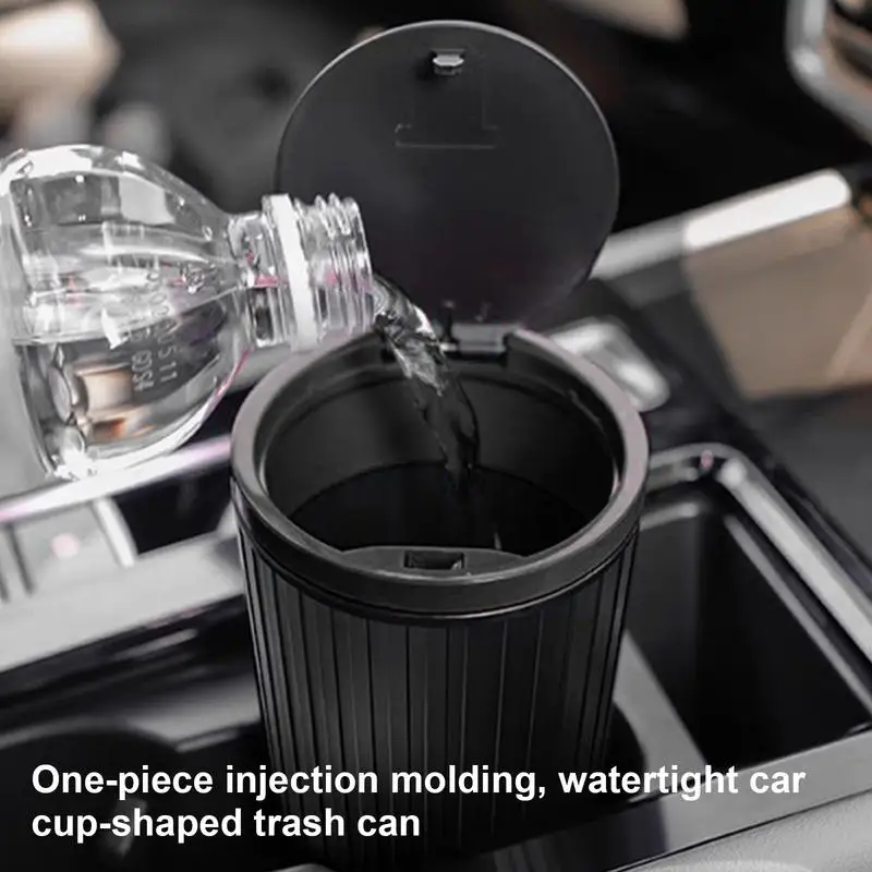 Car Mini Trash Bin Portable Large Capacity With Lid Fits Armrest Cup Holder
