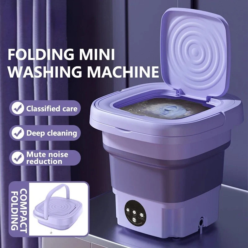 Hot Folding Portable Washing Machine Big Capacity with Spin Dryer Bucket for Clothes Travel Home Underwear Socks Mini Washer 2