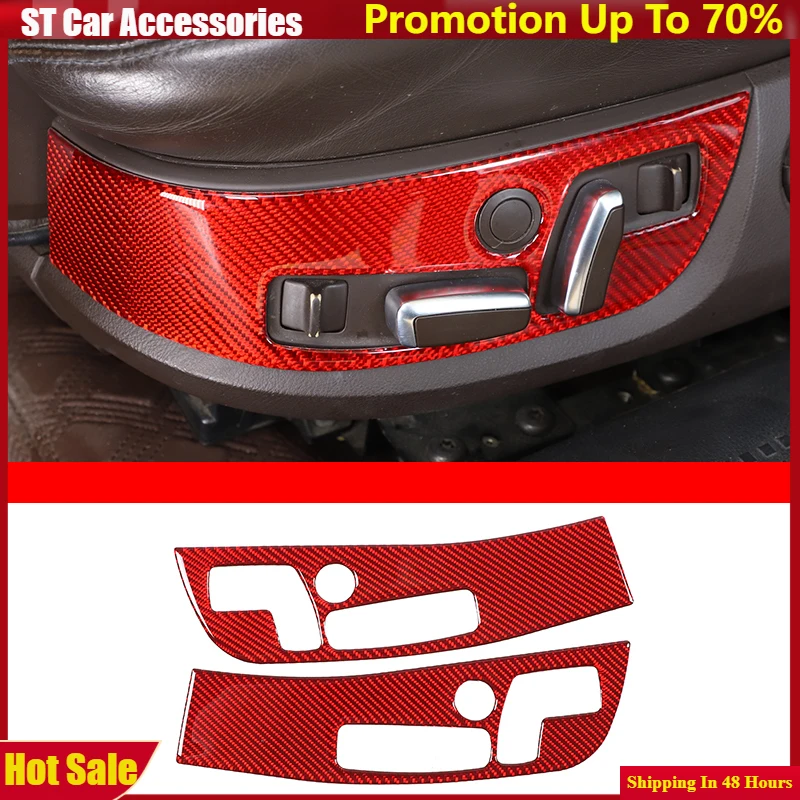 

For Audi A8 D3 2004 - 2012 Car Front Seat Adjustment Switch Panel Sticker Soft Carbon Fiber Interior Accessories 2 Pcs