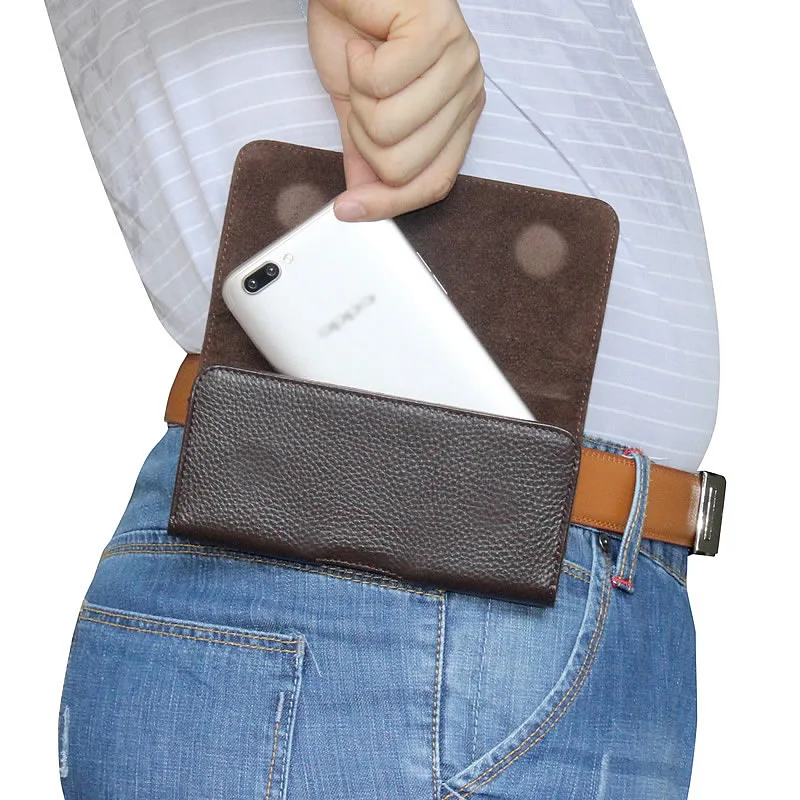 

True Layer Cowhide Case Mobile Phone Waist Bag Leather Belt Male Grandfather Elderly Man Shoulder Pants Single Layer Waist