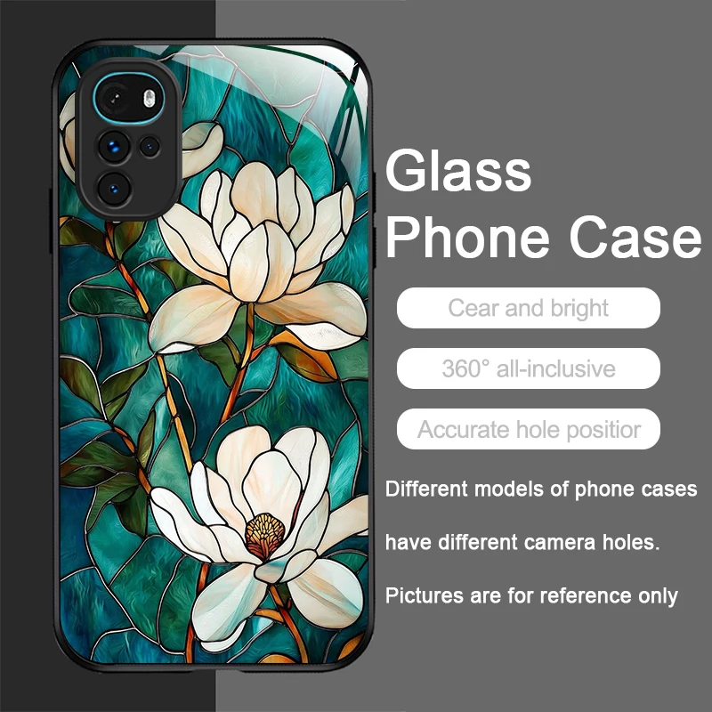Orchid Lotus Bloom Tempered Glass Phone Case with Large Petals Design