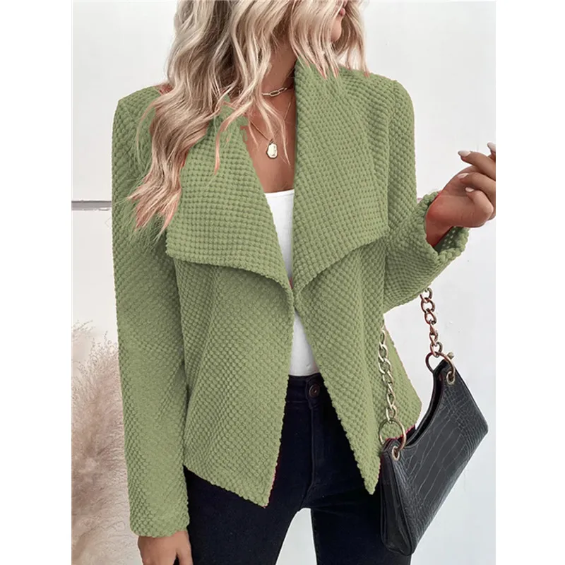 New Autumn and Winter Solid Color Large Lapel Short Long-sleeved Women's Jacket