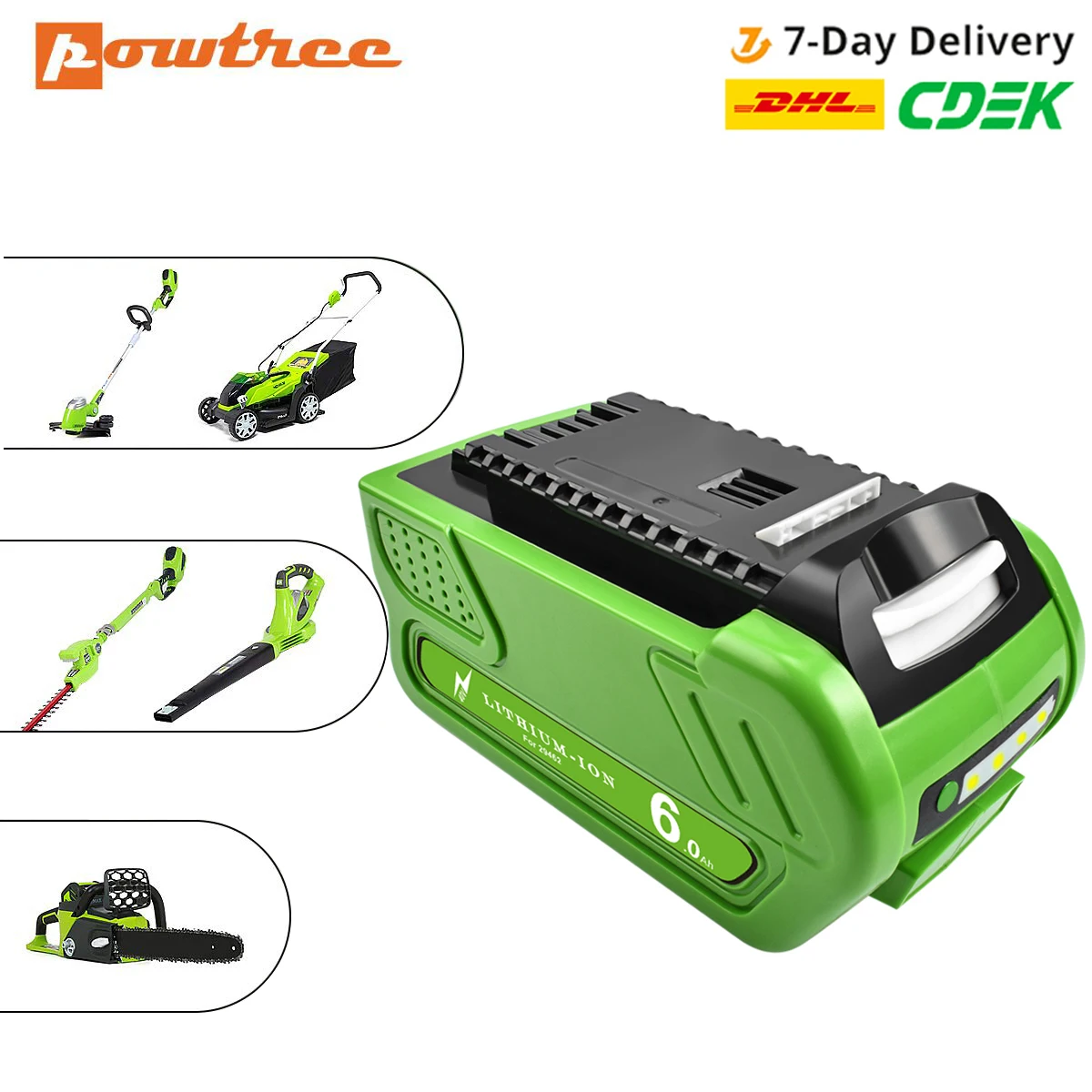 Batteria Ricaricabile Agli Ioni Di Litio 40V 6000Mah Per Batterie Greenworks G-Max 29252 20202 22262 25322 22272 29462 40V Gmax Tosaerba