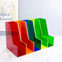 Iridescent Colorful Acrylic folder file holder Transparent Ins-Style desk basket shelf frame storage box paper shelf 2