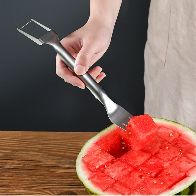 1pc, Watermelon Cutter, Watermelon Slicer, Stainless Steel Watermelon Cube  Cutter, Quickly Safe Watermelon Knife, Melon Cutter, Fruit Cutter, Fruit Sl