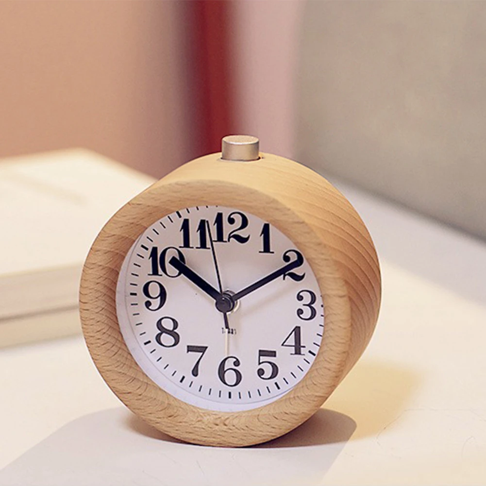 Alarm Clock Without Ticking Wooden With Snooze Function 【代引可】
