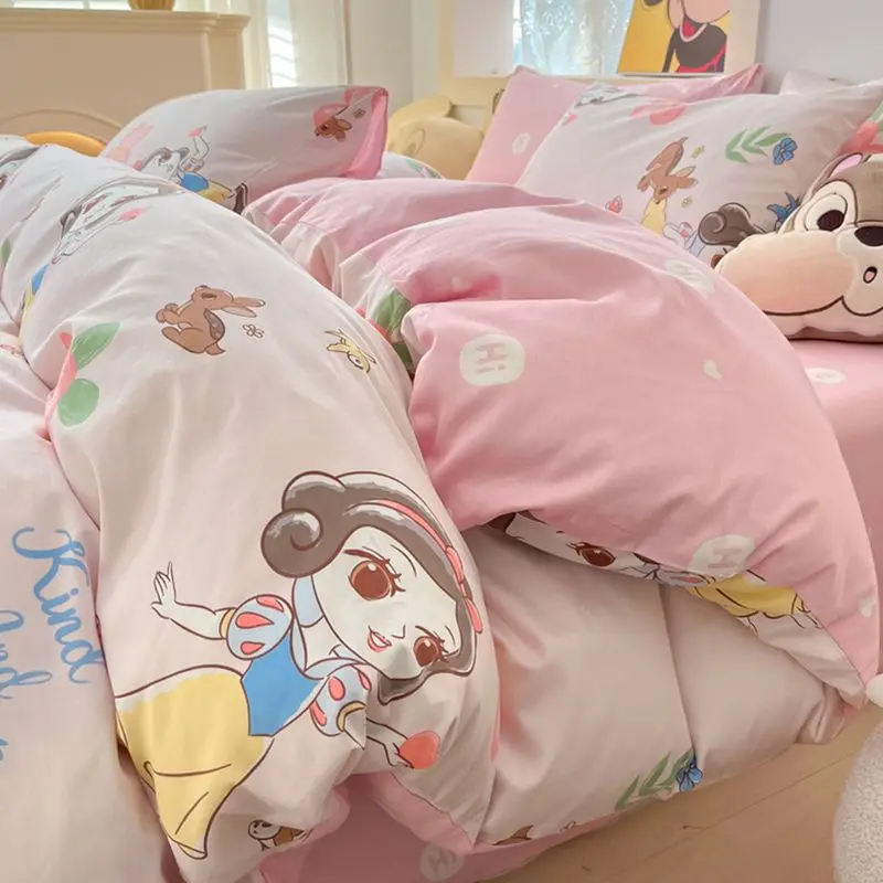 

Cute Stitch Snow White Minnie Lotso Cotton Bedding 3pcs Disney Cartoon Children's Dormitory Sheets and Quilt Covers Wholesale