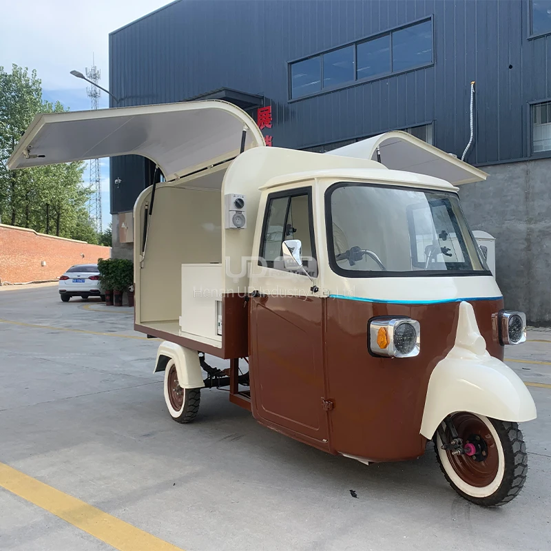 3 Wheels Tricycle Hotdog Ice Cream Cart Mobile Electric Food Cart Coffee Pizza Fast Food Truck Piaggio Ape