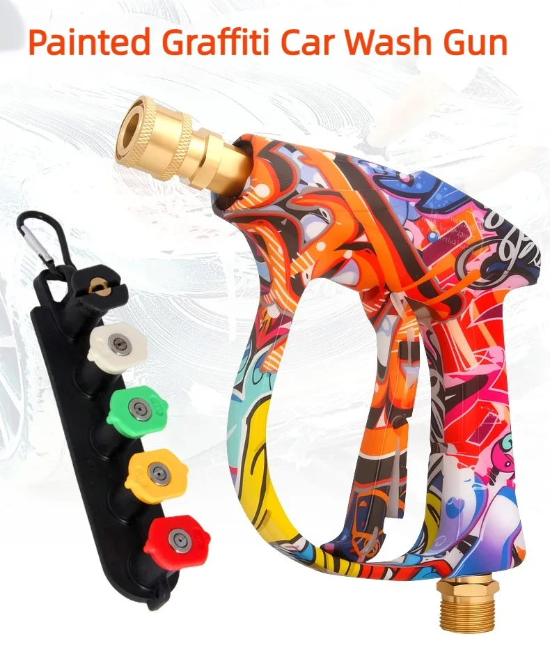 4350PSI High-Pressure Water Gun, Graffiti Design, 1L Foam Spray Gun, 1/4" Quick Nozzle Set with Rubber Base 6
