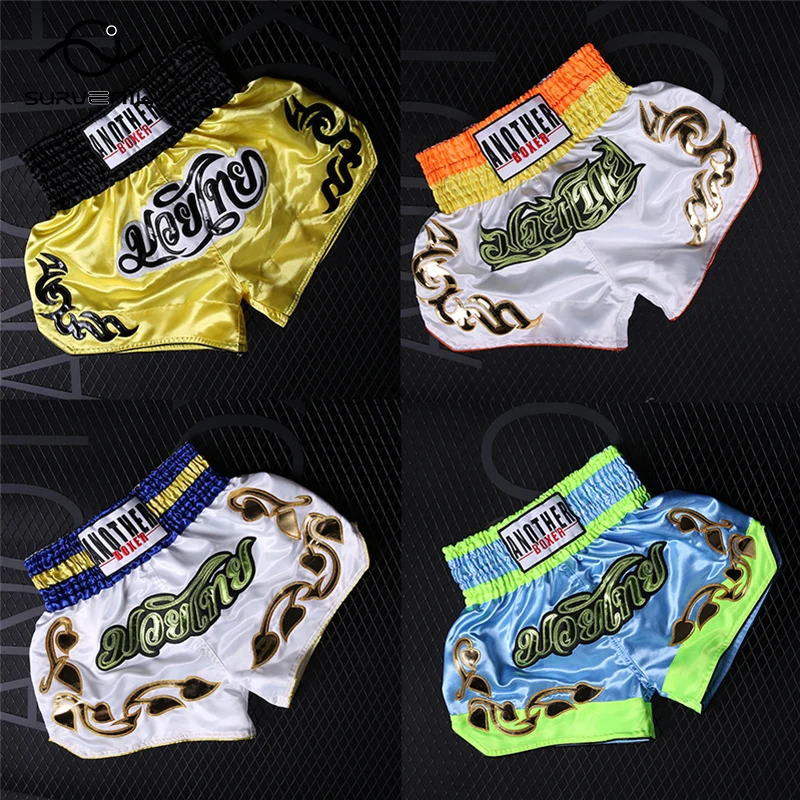 

Muay Thai Shorts Satin Boxing Shorts Men Women Kids MMA Training Fighting Grappling Thaiboxing Kickboxing Pants Muaythai Gear