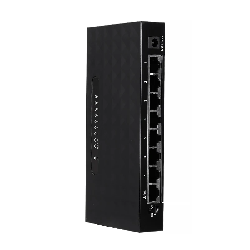 1PC Pohiks 8 Port Desktop RJ45 Network Switch Fast Ethernet LAN Hub Adapter 10/100 Mbps For Network Cable Splitter Shunt