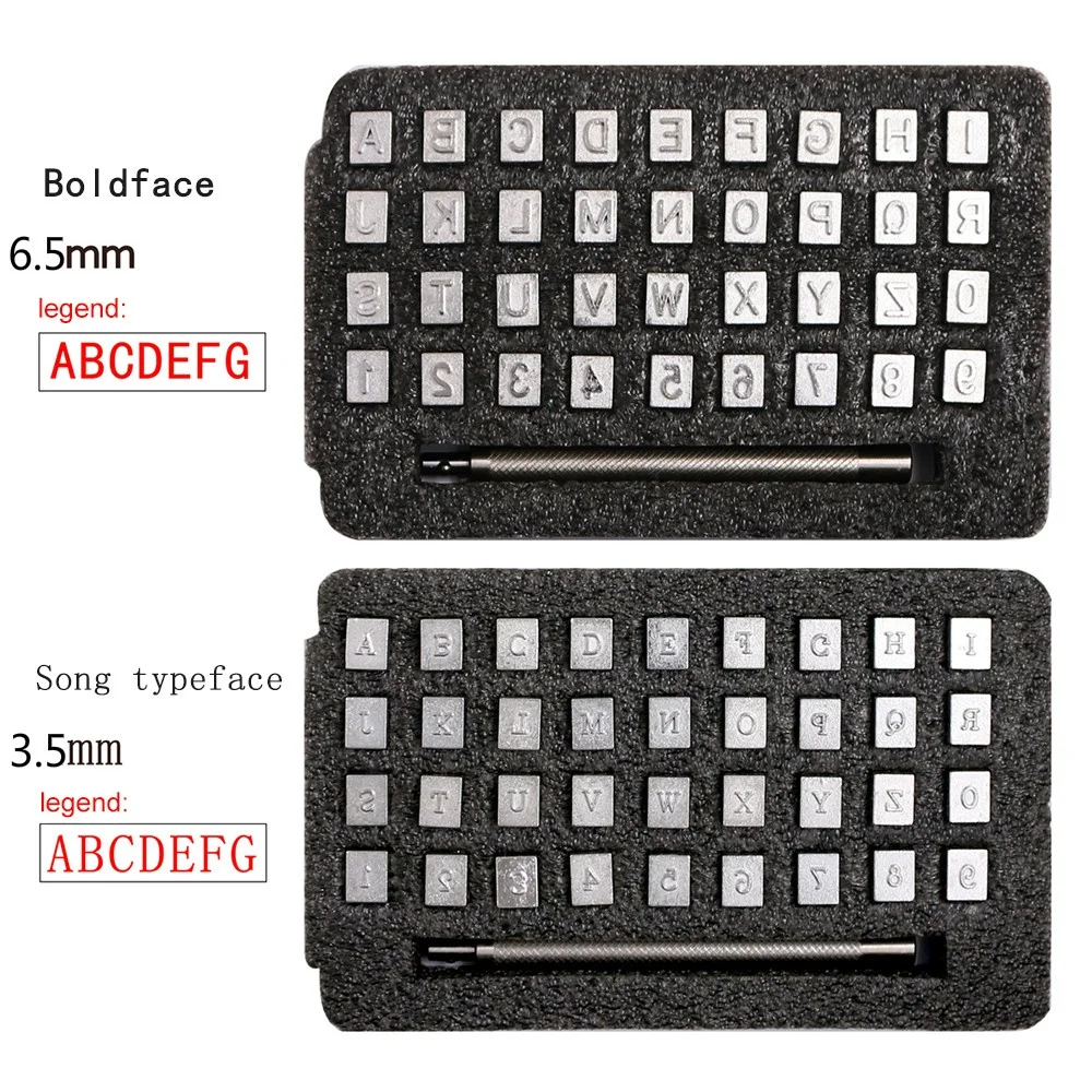 Alphabet Number Stamp Set 36pcs/sett DIY Leather Seal Engraving Craft Tool Steel Alphabet Number Stamp Leather Craft Stamps Metal Printing