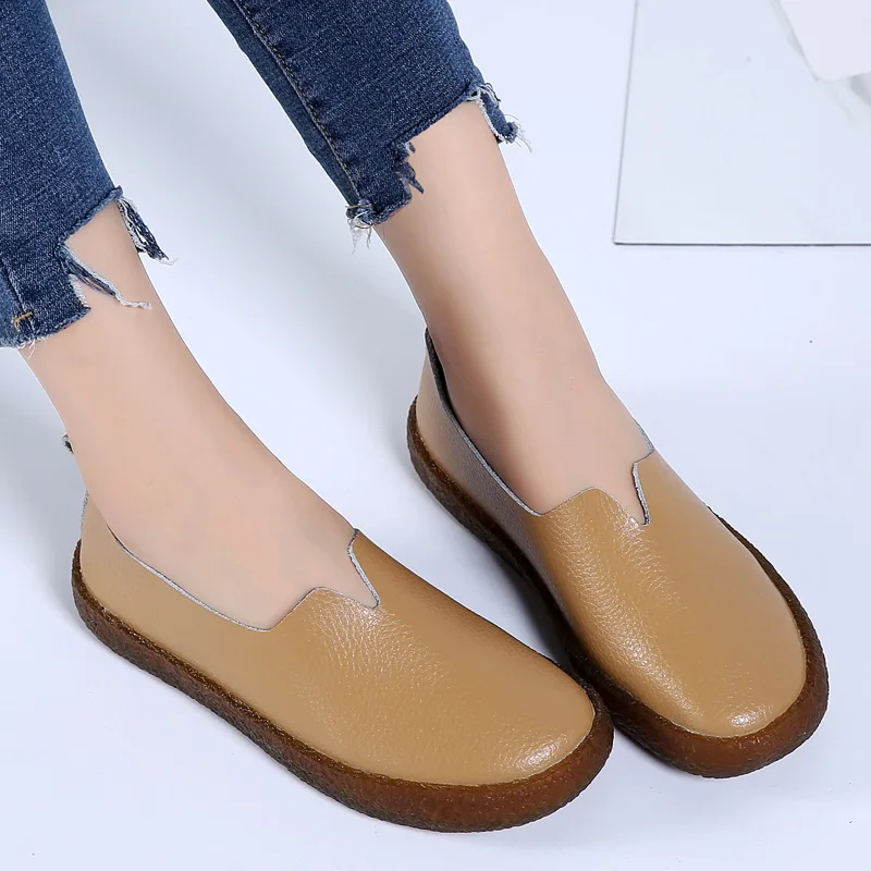 Comemore Plus Size 43 Loafers Ladies Shoes 2023 Casual Comfortable Flats Female Shoes Genuine Leather Shoe Woman Tenis Feminino