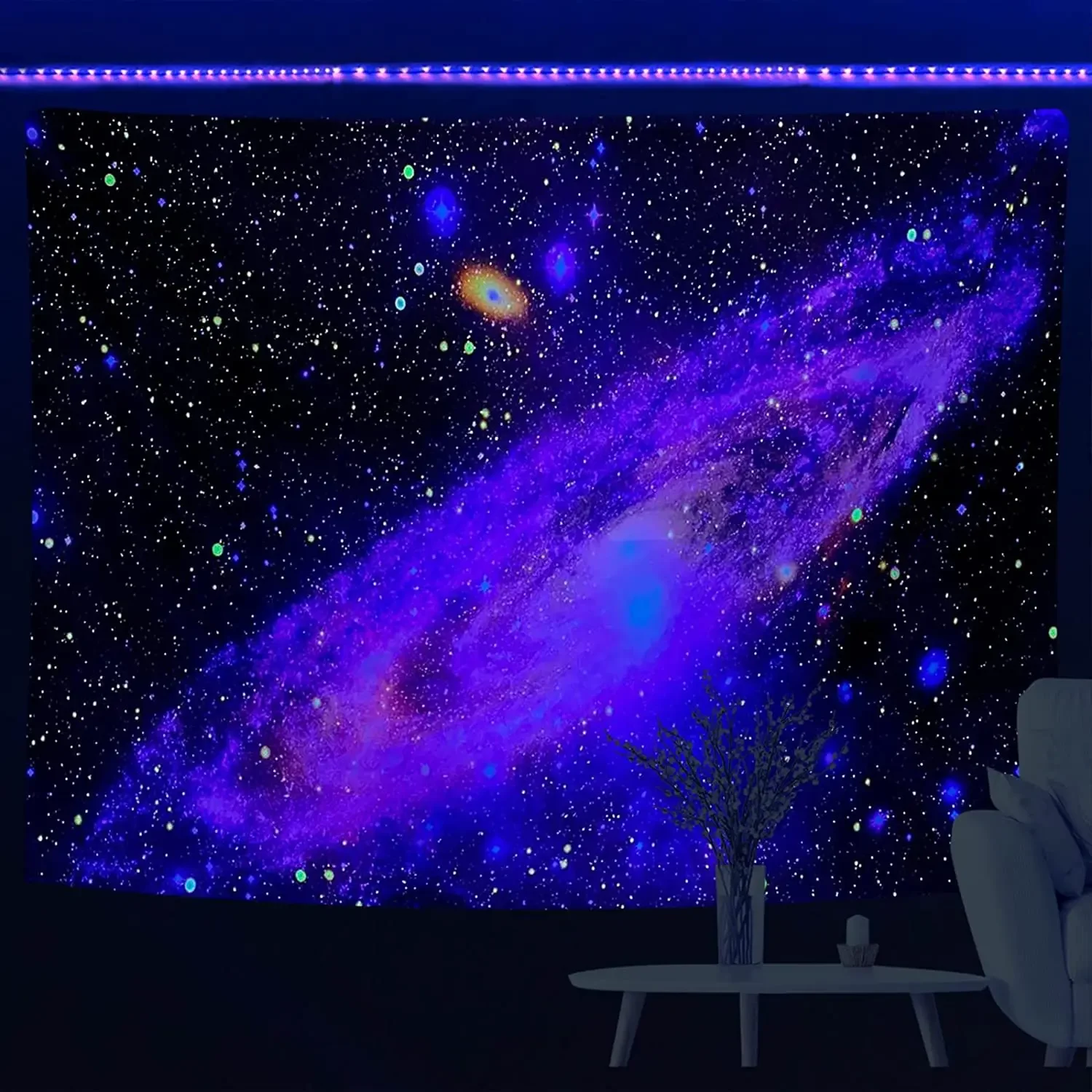 Black Light Astronaut Fluorescent Tapestry for Home Decor