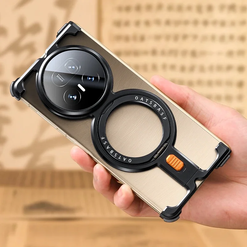 Eary Metal Bumper Case for Huawei Honor Magic V5 Aluminum Alloy Frame Compatible Magsafe 360°Rotate Stand Slim Shockproof Shells