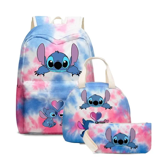 

Disney Stitch Three-piece Schoolbag for Primary and Secondary School Students Cartoon Anime Backpack Meal Bag Mochila Kawaii