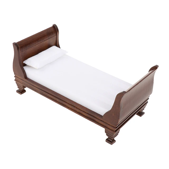 1:12 Dollhouse Miniature Wooden Furniture Single Bed Model Doll House Accessories  Dollhouse Furniture 1/12 3