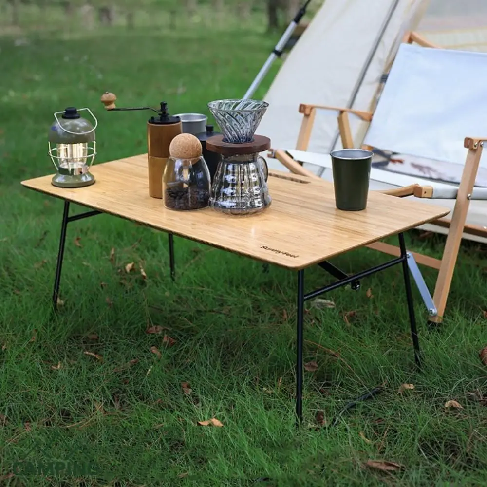 

Picnic BBQ Folding Table Multifunctional Camping Table Folding Bamboo Wood Table Portable Dinner Desk Self-driving Equipment