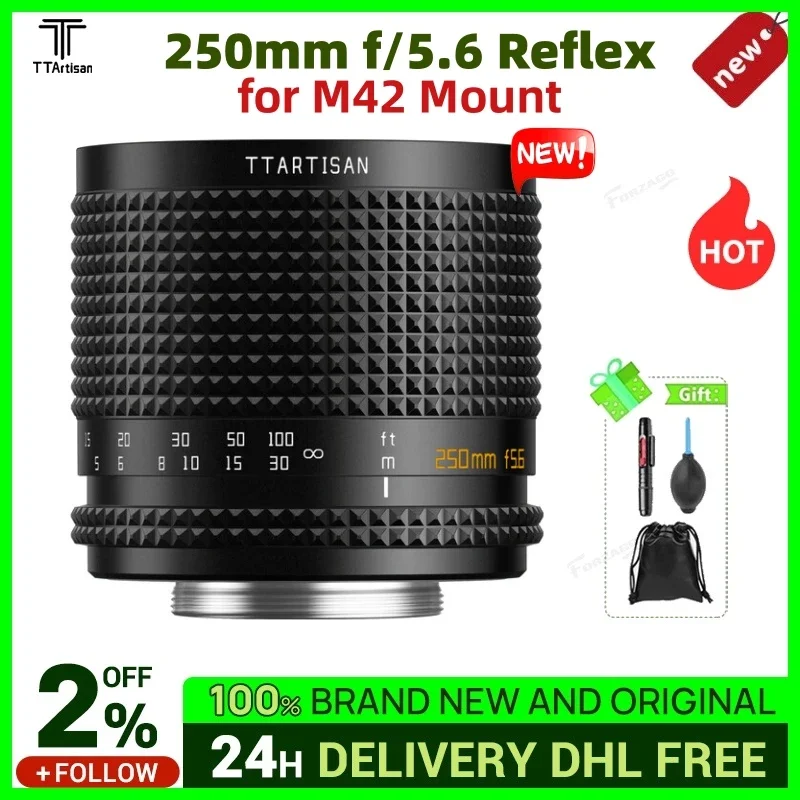 -TTArtisan 250mm F5.6 미러리스 카메라 사진 촬영용 M42 마운트가 있는 도넛 보케가 있는 M42 마운트용 반사형 풀프레임 수동 초점 렌즈