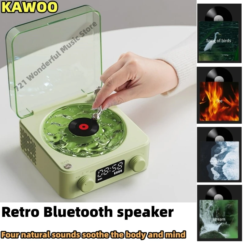 

Портативные мини-динамики в стиле ретро для сна, объемный звук 360, Bluetooth-динамик с белым шумом, музыкальный центр с RGB светильник, поддержка TF