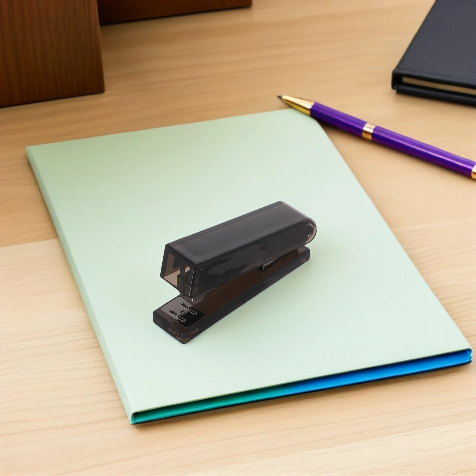 대형 블랙 아크릴 스테이플러 스타일리시 모던 디자인 투명 바디 쉬운 모니터링 사무실 학교 책상 액세서리 효율적