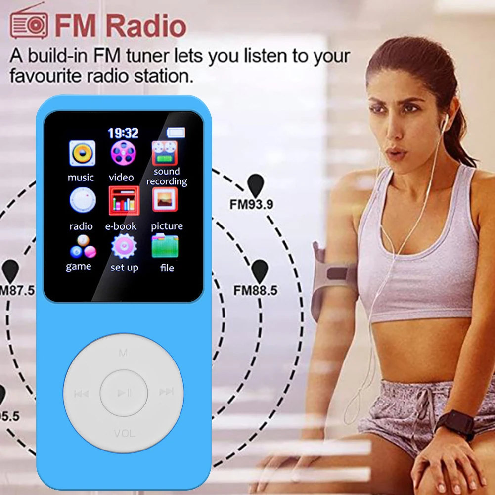 1.8 Inch Color Screen MP3 MP4 Music Player Bluetooth-compatible 5.0 Recorder FM Radio Suppprt TF Card Mini Walkman for Windows 8