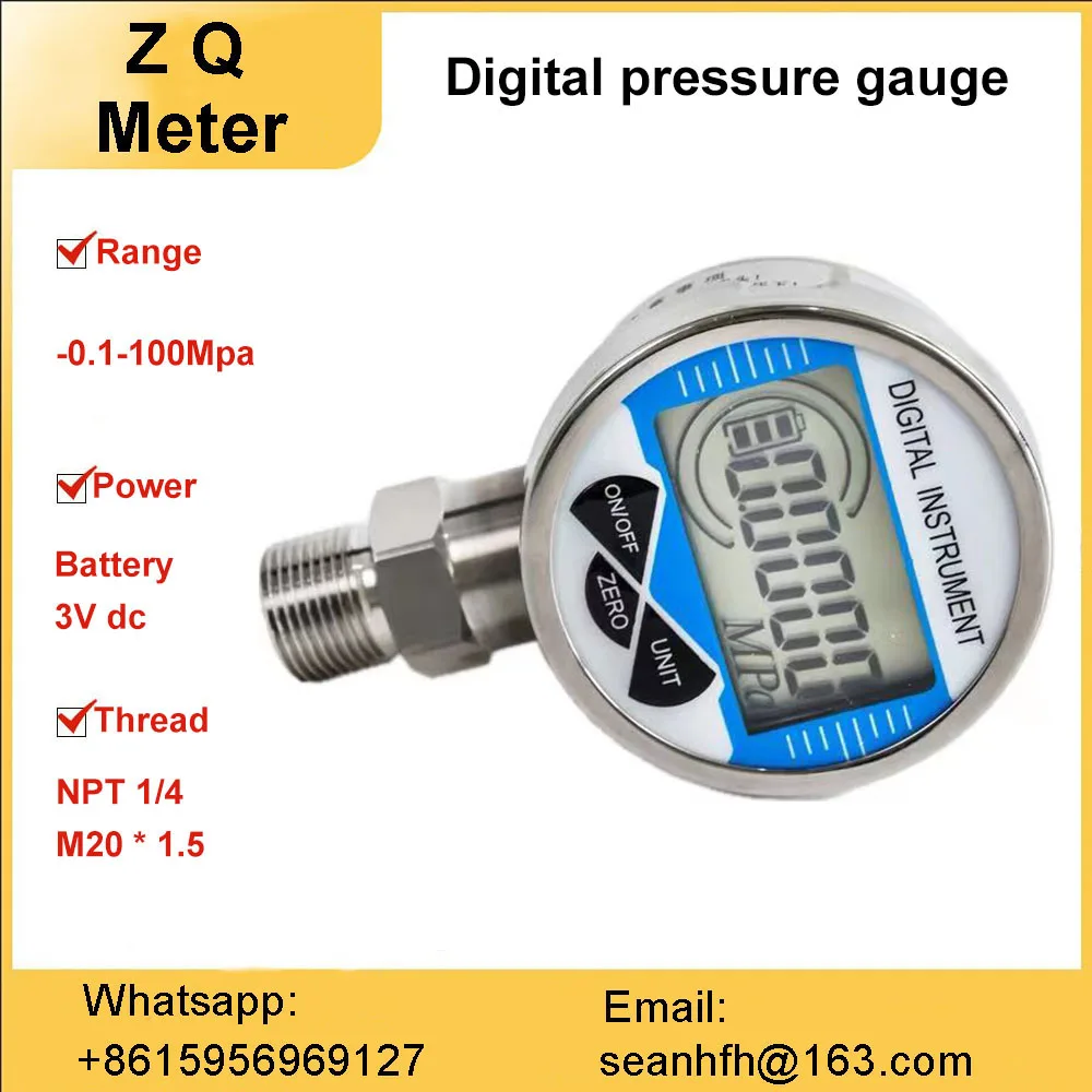

Манометр NPT1/4, цифровой измеритель давления из нержавеющей стали, для масла, газа и воды, диапазон от 0 до 60 МПа