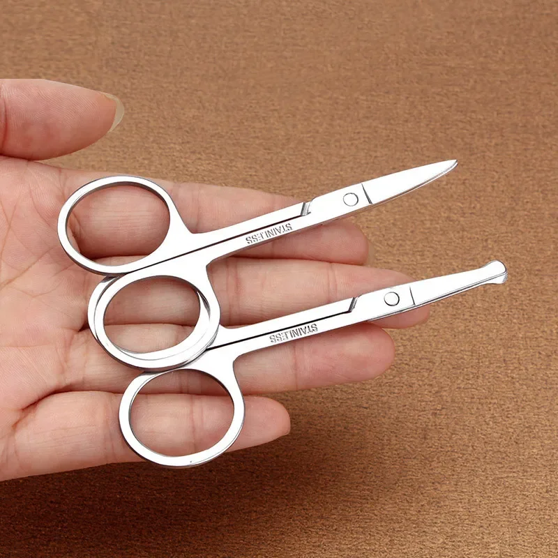 Professional Stainless Nails Eyebrow Nose Eyelash Cuticle Trimmer Epilator Scissor Manicure Tool Curved Pedicure Scissors Silver 2