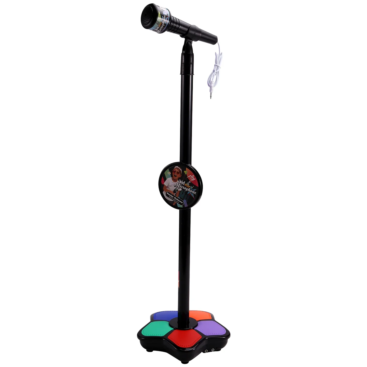 Kids Microphone with Light Stand Toy,Height-Adjustable Microphone,Brain-Training Educational Toys Birthday Gift Black
