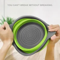 2pcs Silicone Round Folding Vegetable Fruits Washing Drain Basket Colander Strainer Collapsible Drainer Kitchen Tool cocina 5