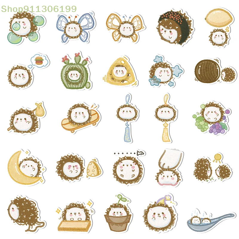 

50PCS Cute Cartoon Animal Hedgehog DIY Stickers Laptop Phone Guitar Luggage Diary Waterproof Doodle Vinyl Stickers