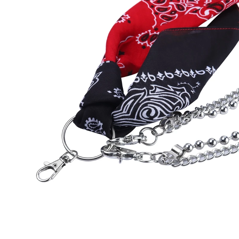 Unisex Hip Hop Paisley Bandana Halstuch Brieftasche Kette Rock Punk Band Biker Kopftuch Metall Keychain Taschen Hosen Schmuck – Detail 9