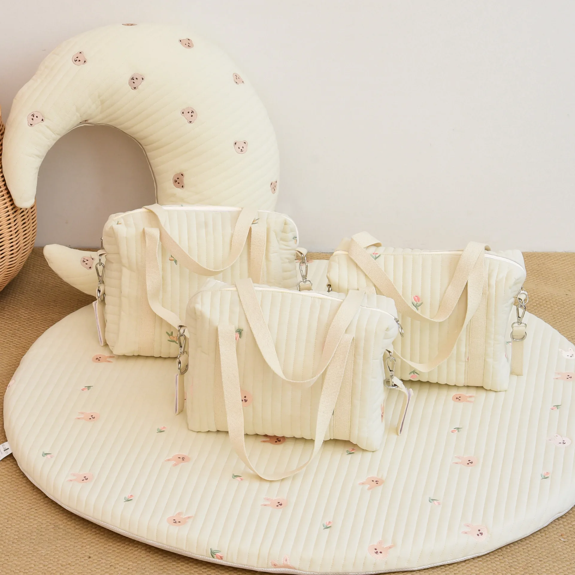 지퍼 자수 퀼트 엄마 가방, 아기 유모차 걸이 가방, 기저귀 가방, 신제품 