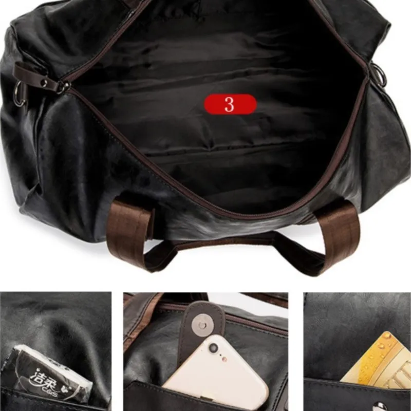 Large Capacity Soft Leather Travel Bag For Men Waterproof Training Duffle Bags Outdoor Sport Fitness Luggage Bag Man Suitcase