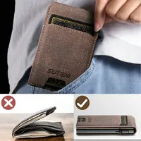 Capa de luxe en cuir PU de haute qualité pour hommes, portefeuille avec fente pour cartes, boîte à cartes, appuyez sur le bouton, éjecère automatiquement la carte 6