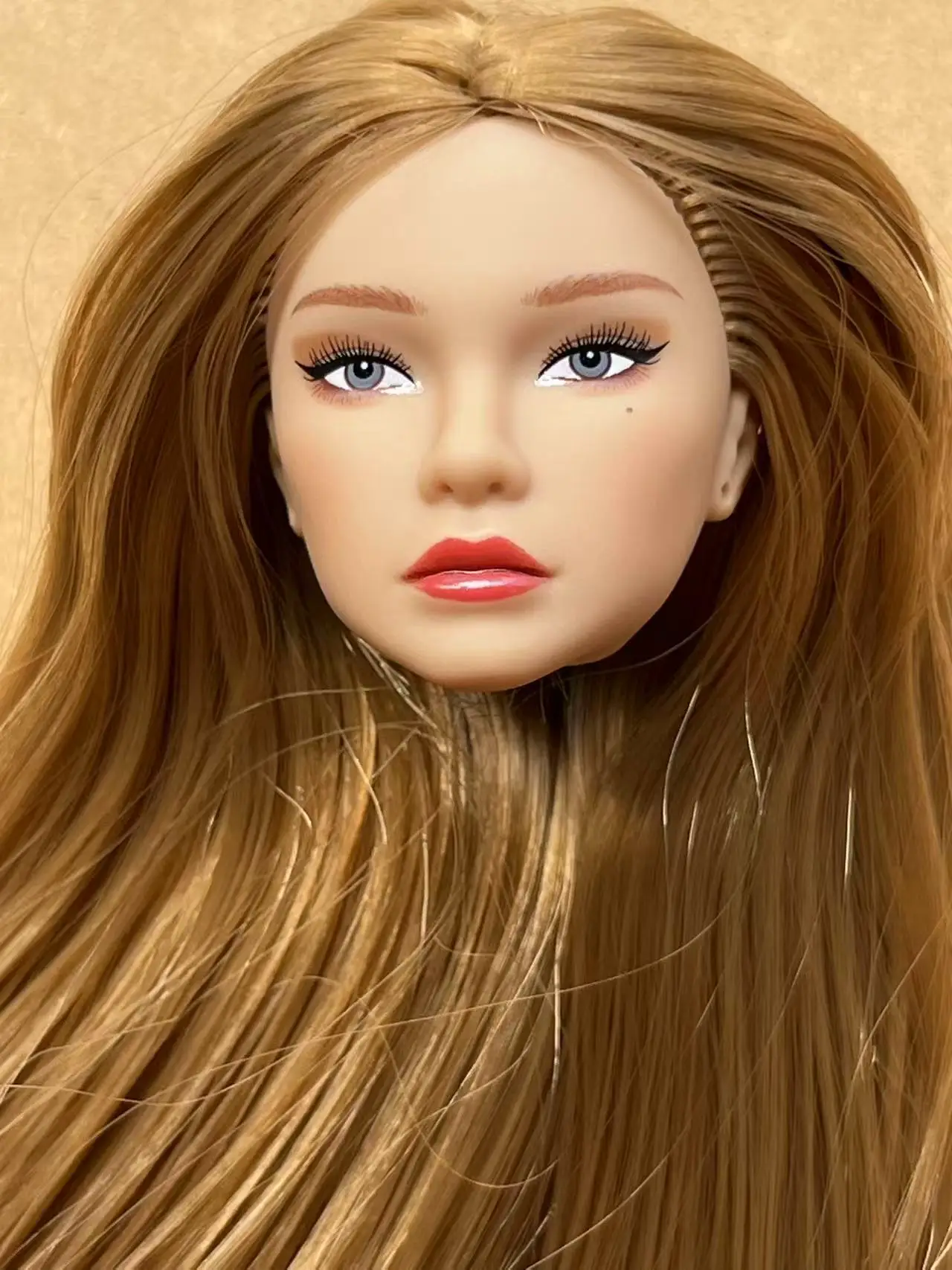 1/6 Coffee Beige Superwhite Skin Doll Heads Candy Color Hair Heads Collective Female Doll Figure Toys