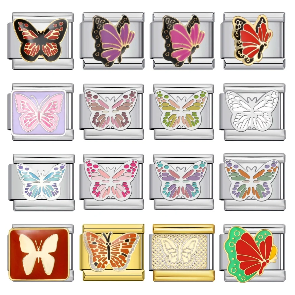 Mode Y2K Bunte Charme Schmetterling Schmuck Elastische Kette Link fit 9mm Italienischen Edelstahl Weibliche Frauen Armband Machen DIY – Detail 1