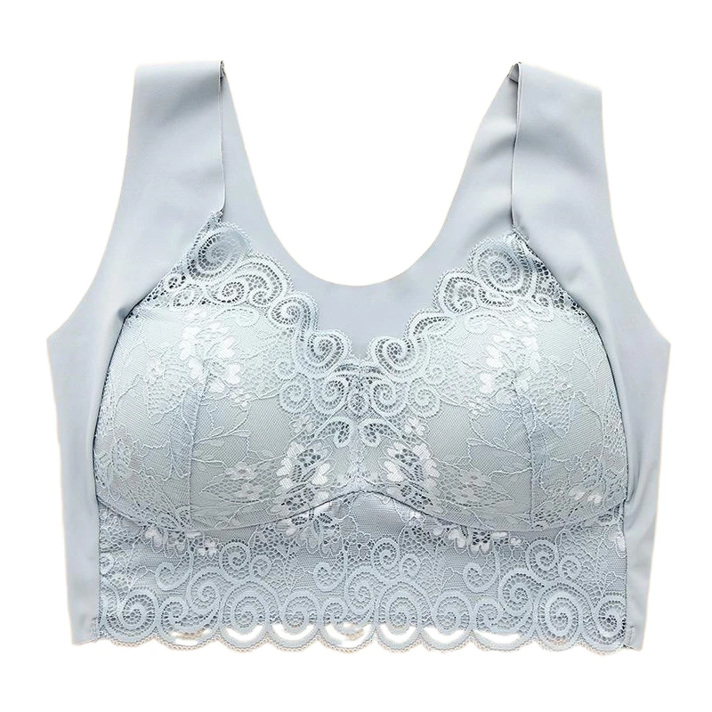 1 Piece Women Lace Bra Camisole Underwear Bue L XL XXL Breathable V Neck Gather Up Soft Comfortabl Casual