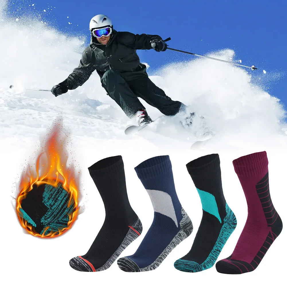 1Pair Waterproof Sock Breathable Crew Outdoor Socks Hiking Wading Camping Cycling Winter Skiing Warm Sweat Absorption Sport Sock