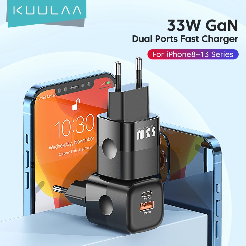 KUULAA USB C Charger 33W GaN Type C PD Fast Charging For iPhone 14 13
