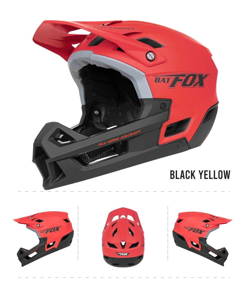 BATFOX Fullface MTB Fahrradhelm mit Schutzbrille für Erwachsene und Jugendliche DH Einteiliger Motorrad-Helmschutz Mountainbike Sicherheitshelm – Detail 11