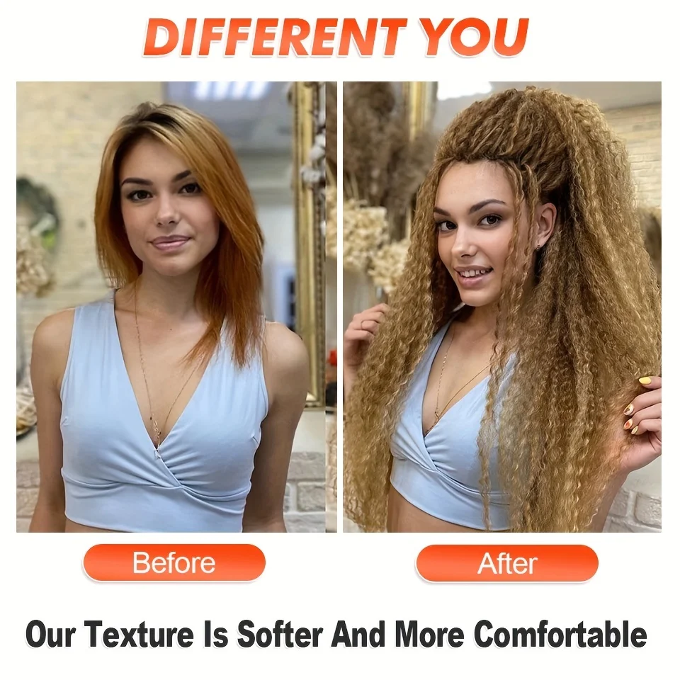 Ombre Pink Brazilian Afro Curls Synthetic Crochet Braiding Hair Extensions