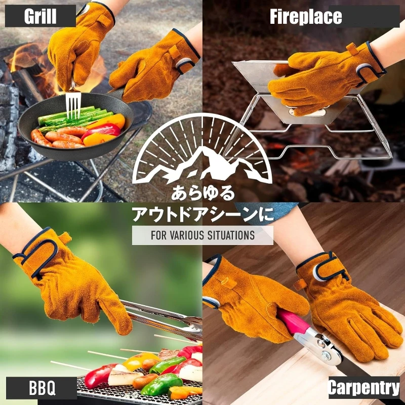 Heat Resistant Fireproof Cowhide Safety Gloves for Welding, Gardening, and BBQ
